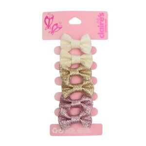 Claires Glitter Bow Hair Clips Set Of 6 For Girls
